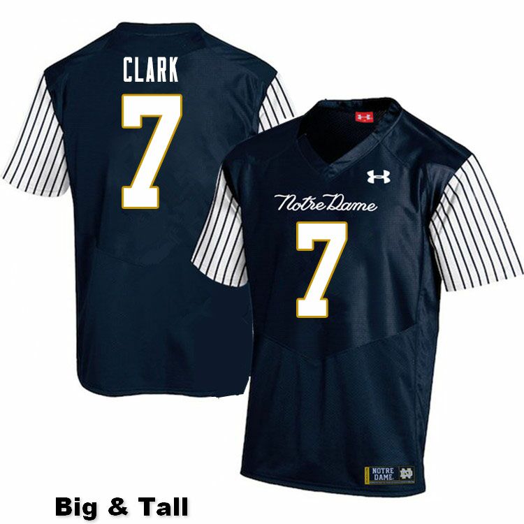 Men's NCAA Notre Dame Fighting Irish #7 Brendon Clark Stitched College Under Armour Authentic Navy Big & Tall Alternate Football Jersey ZY10H08BN